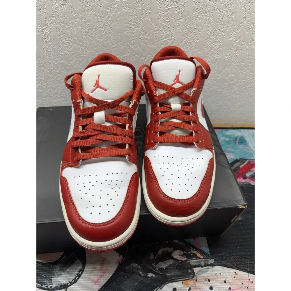 Nike Air Jordan 1 Low  White Dune Red  FJ3459-160 Mens Size 12.5